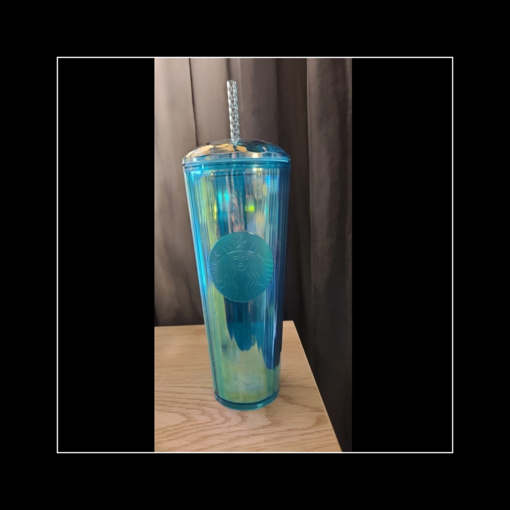Iridescent blue dome top starbucks tumbler